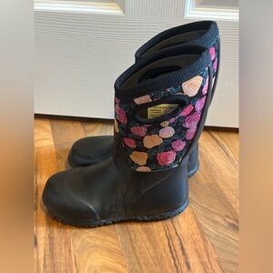 Bogs Kids Black Floral Rain Boots